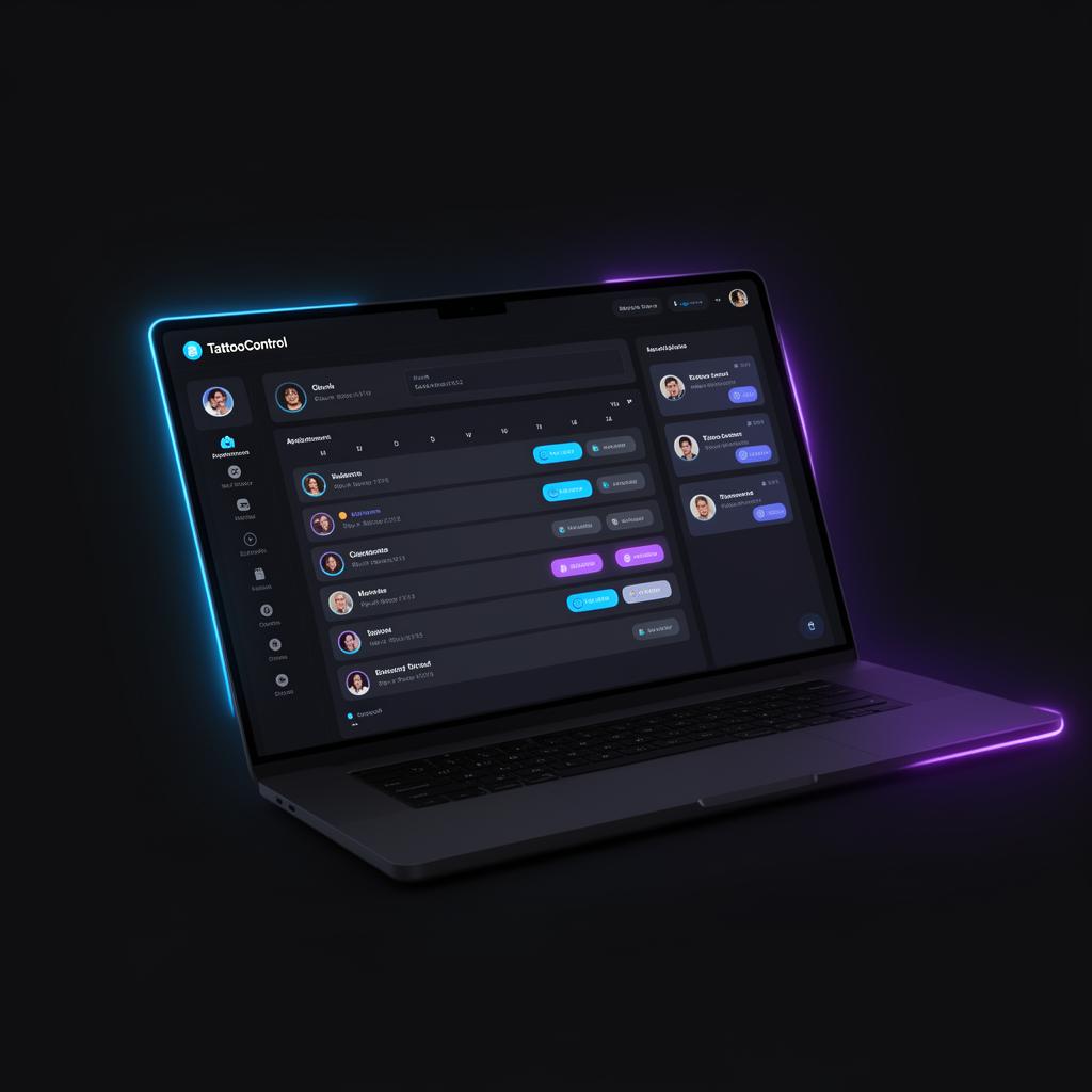 Interfaz de TattooControl mostrando el dashboard de gestión de citas y clientes